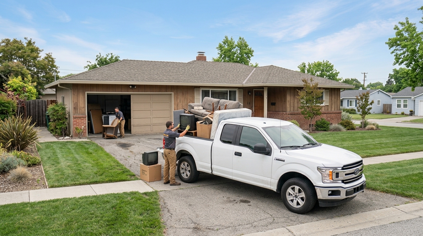 Junk removal truck loading service in Castro Valley and Tri-Valley area